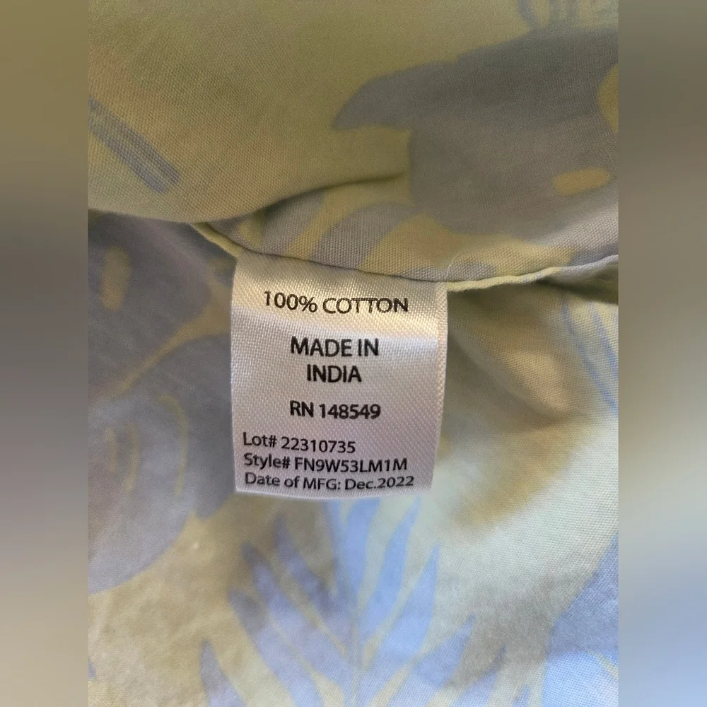 Free Planet Hawaiian Light Green and Blue Leaf Print Shirt - Picture 6 of 6